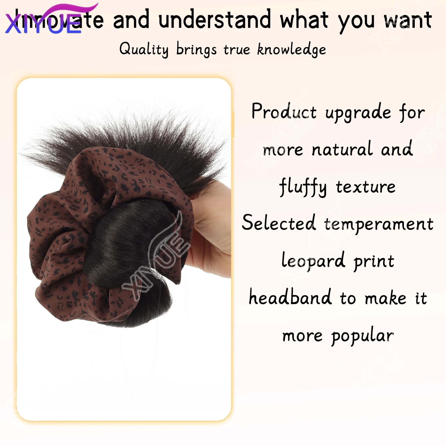 XIYUE Synthetic wig pill head grab clip female low tie chicken feather wig bag fluffy back of the head bud wig ring