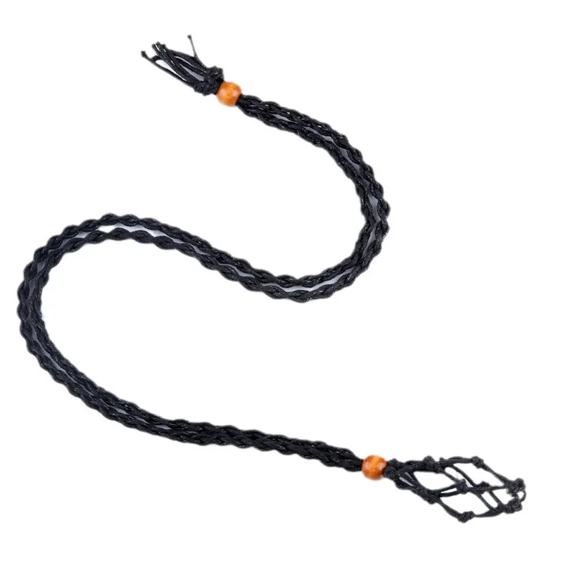 Ciondolo per collana intrecciata con tasca in rete di pietra naturale Tasca in rete retrattile regolabile Supporto in rete intrecciata a mano 10 colori misti