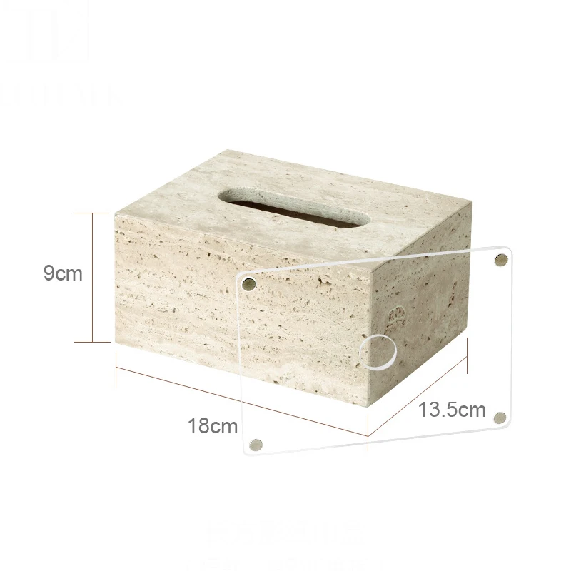 Beige Travertijn Badkamerset Natuurlijke Marmeren Zeepdispenser Rietverspreider Tissue Box Lade Badkameraccessoires - afbeelding 1