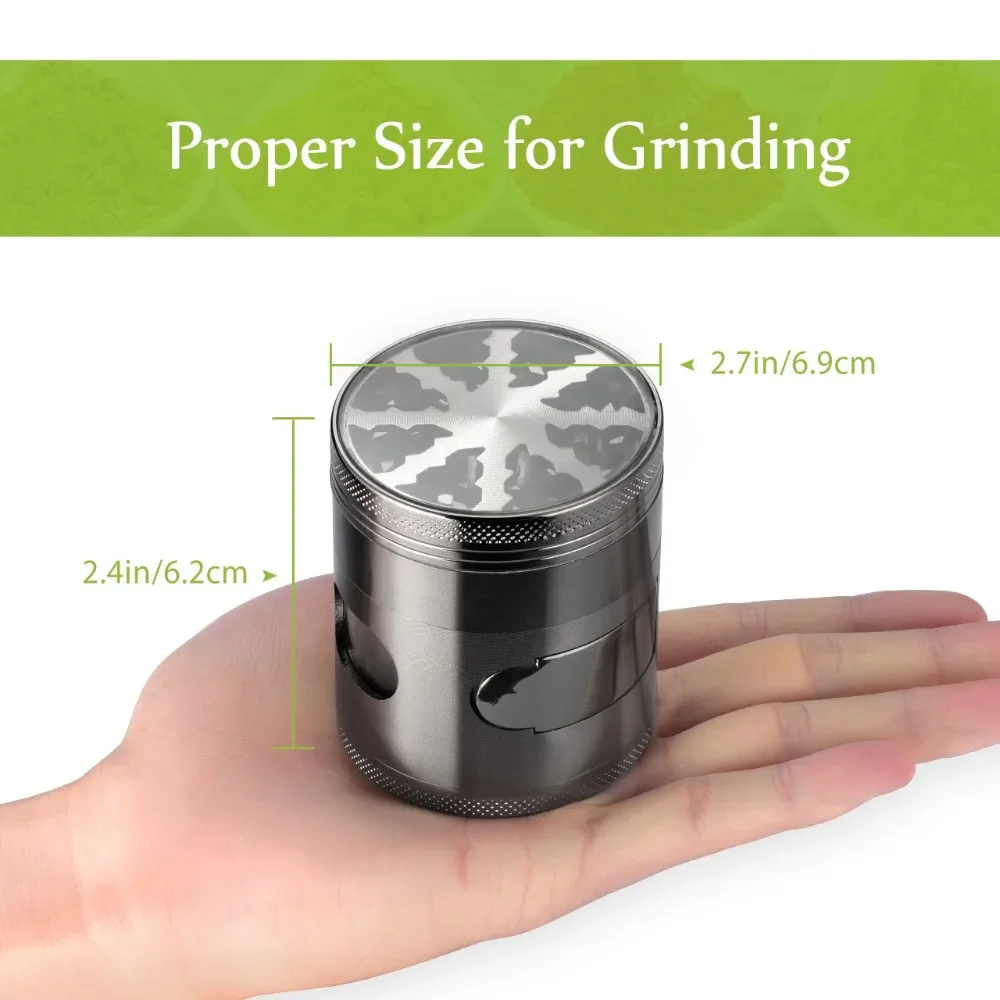 Creative Zinc Alloy Tobacco Grinder Manual Herb Spice Tea Crusher with Drawer Filter 60mm 4 Layers Grinder Smoking Accessories