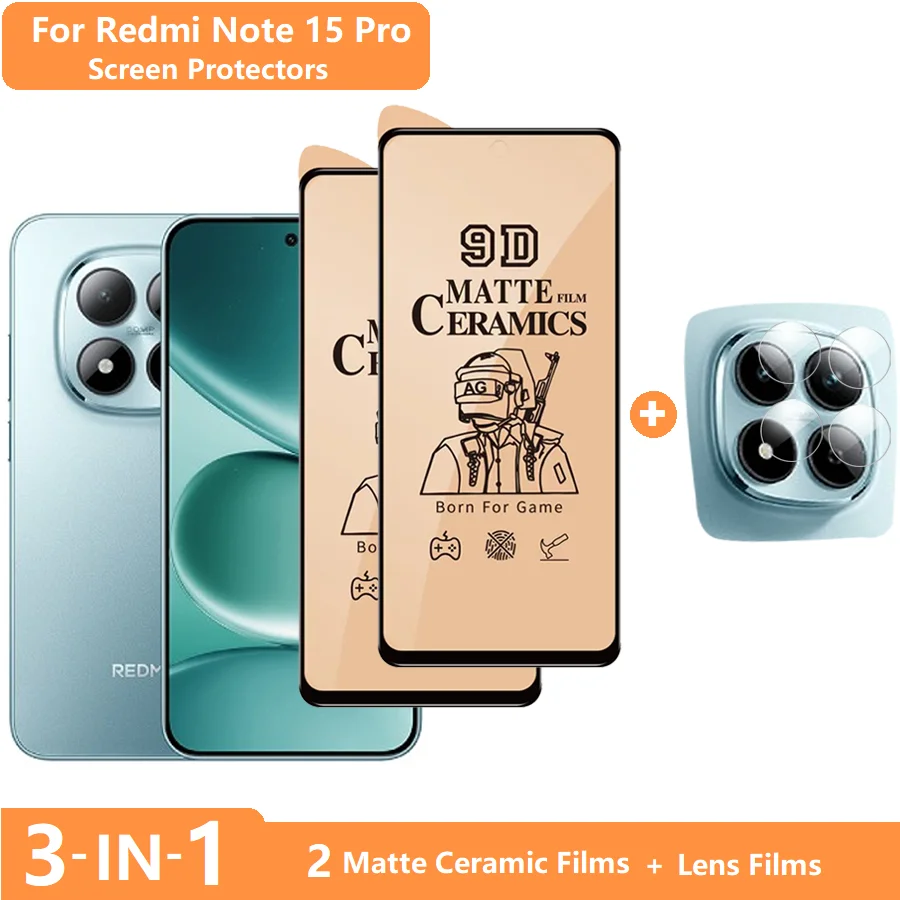 

3-in-1 For Redmi Note 15 pro Screen Protector Redmi Note 15pro Soft Ceramic Matte Film + Lens Film Anti Scratch Anti-fingerprint