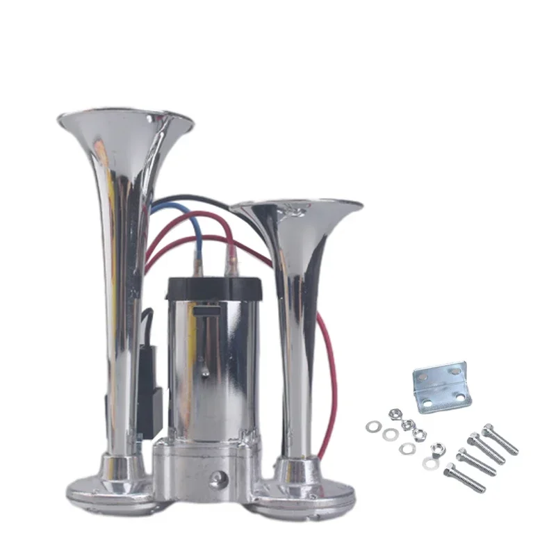 

2025/супер громкие двойные звуковые колонки 12 В 24 В 600 дБ электрический воздушный звуковой сигнал комплект с компрессором для автомобиля, грузовика, лодки