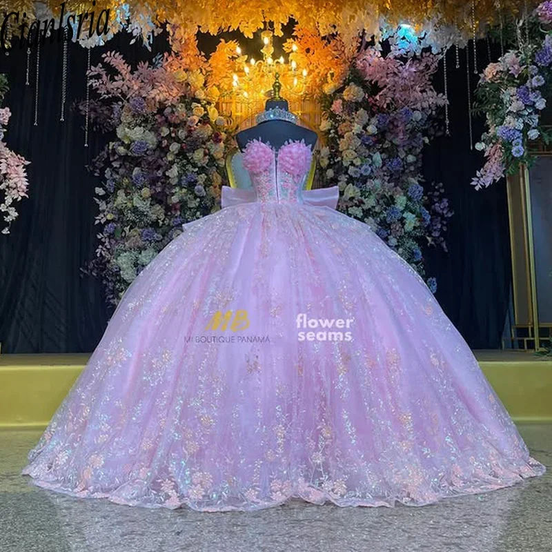 الوردي الأميرة Quinceanera فستان أزياء من الدانتل الحبيب رابطة عنق شال حزب فستاين سهرة/فساتين الحفلات vestidos de 15 quinceañera