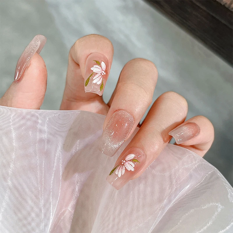 Naklejki 3D naszywka dekoracyjna Nail Art płatek kamelia różowe kwiaty naklejki kwiatowy liść suwaki na paznokcie akcesoria do Manicure