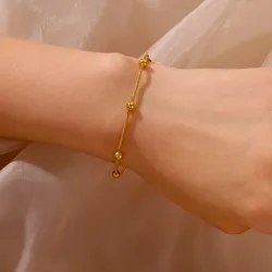 Stainless Steel Bracelet for Women Beaded Chain Gold Color Bracelets 2024 Trend femme Aesthetic Couple Jewelry Gift Accesorios