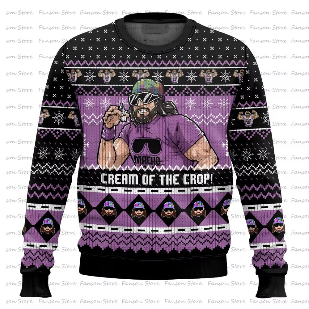 

Famous wrestler Randy Savage Merry Christmas 3D printed men's and women's Christmas Ugly crew neck sweater sweatshirt couple str