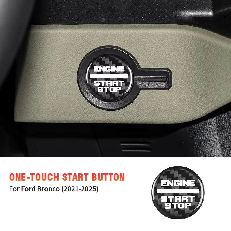 

For Ford Bronco Real Dry Carbon Fiber 2021-2025 One-touch Start Switch Interior Decoration Modification Accessories Trim Cover