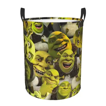 Shrek Collage Laundry Basket Collapsible Funny Meme Clothes Hamper for Nursery Kids Toys Storage Bag