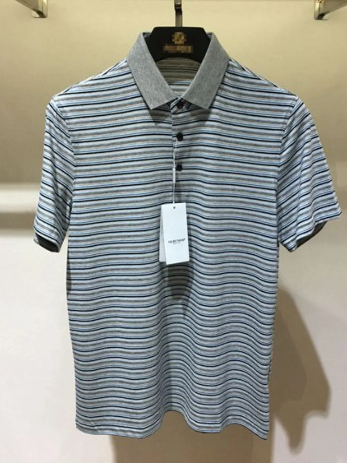 

Летняя легкая мягкая мужская футболка из чистого хлопка в полоску, дышащая, повседневная, универсальная, деловая, для джентльменов