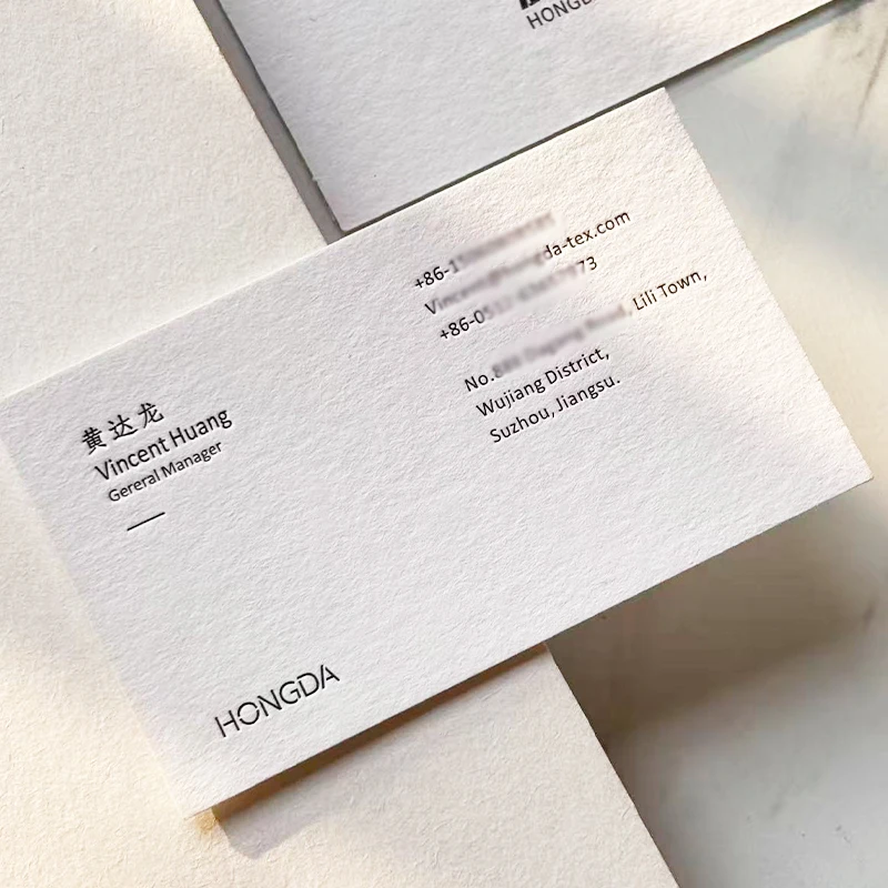 200pcs Personalized Cotton Paper High Grade Letterpress Cards Business Cards Foil Embossing Colorless Debossing Cards 3D Logo