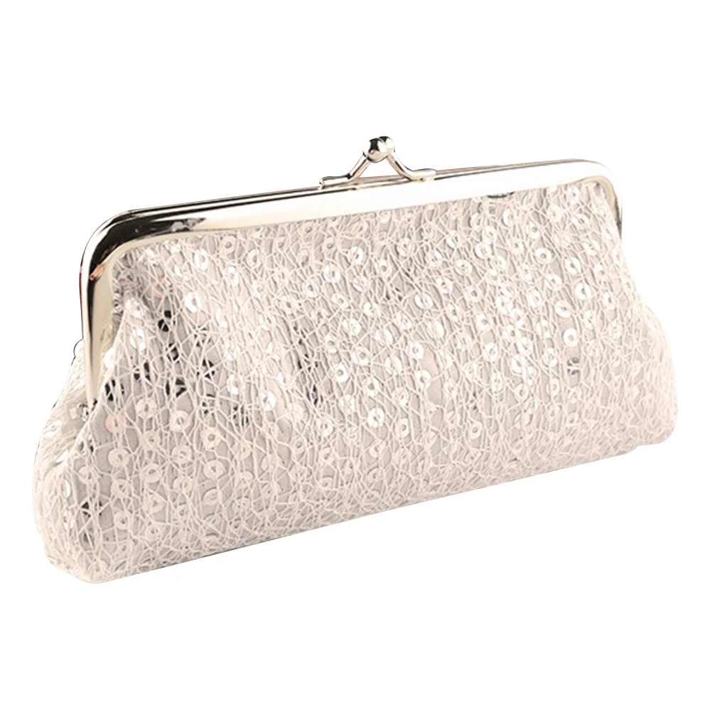 

Fashion Style Hasp Sequins Purse Clutch Bag Party Handbag (Silver White) sequin wallet holder