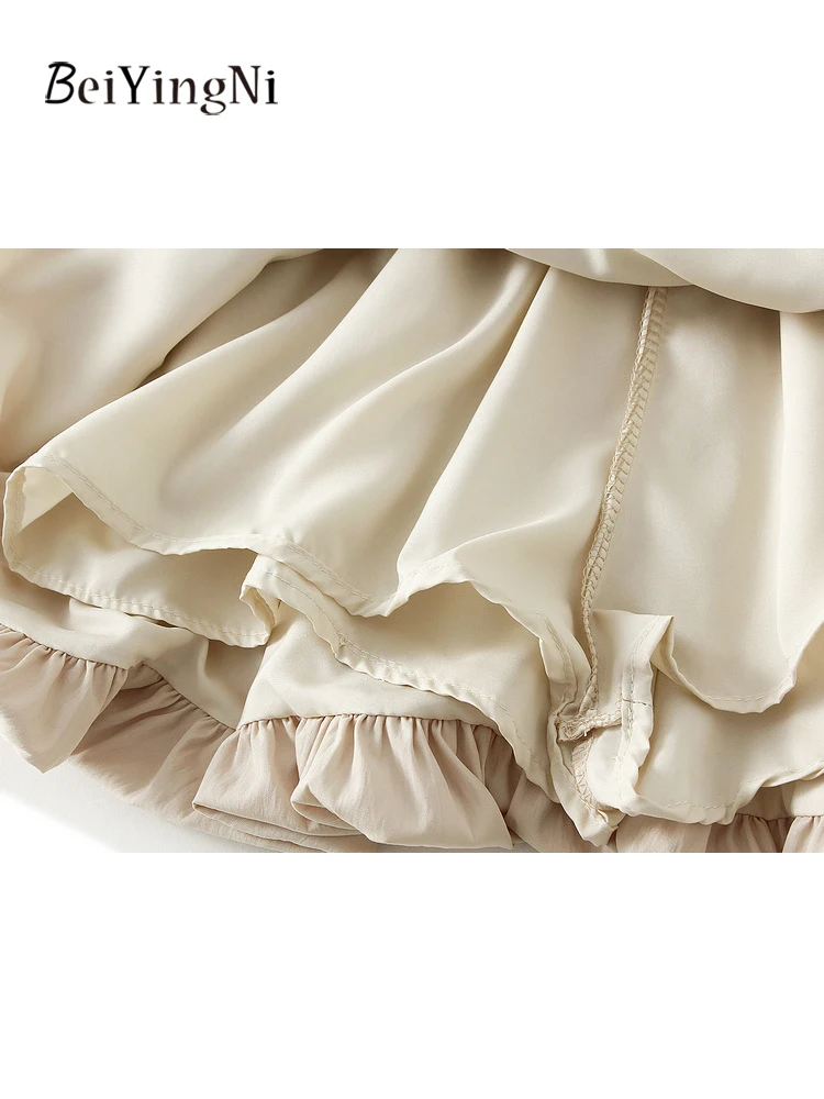 Beiyingni Women Mini Skirt Bow Tie Sexy Cute Korean Elastic Waist Tutu Bud A-line Skirts for Woman Summer Casual Slim Chic Jupes