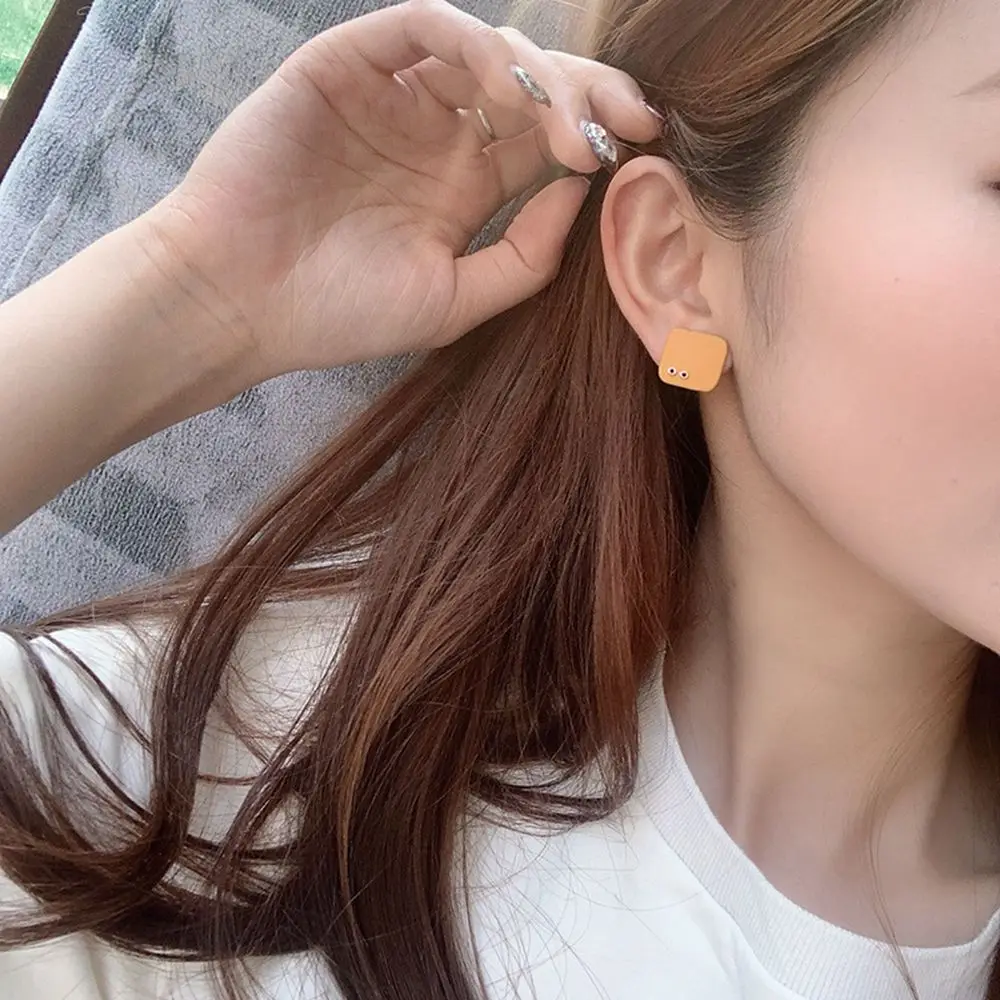 Asymmetric Irregular Women Round Earrings Jewelry Colorful Paint Stud Earrings