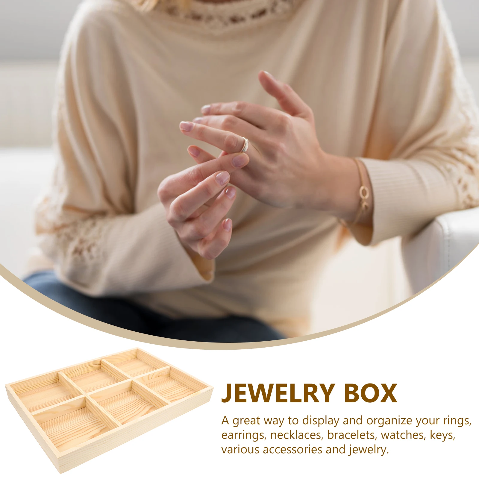 

Wooden Jewelry Tray 4 Compartments Storage ganizer for Rings Earrings Necklaces Home Accessory Reliable Dish Decorative Plate