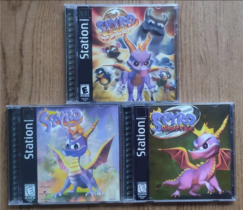 PS1 Copy Disc Game Spyro Series With Manual Black Bottom Unlock Console Station 1 Retro Optical Driver Video Game Parts