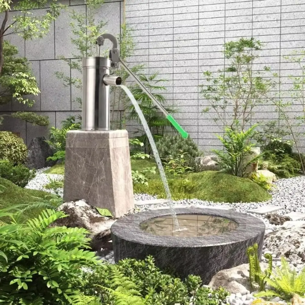 

Stainless Steel Manual Well Pump Ergonomic Handle Heavy Duty Hand Shake Water Pump Portable Durable Suction Pump Backyard