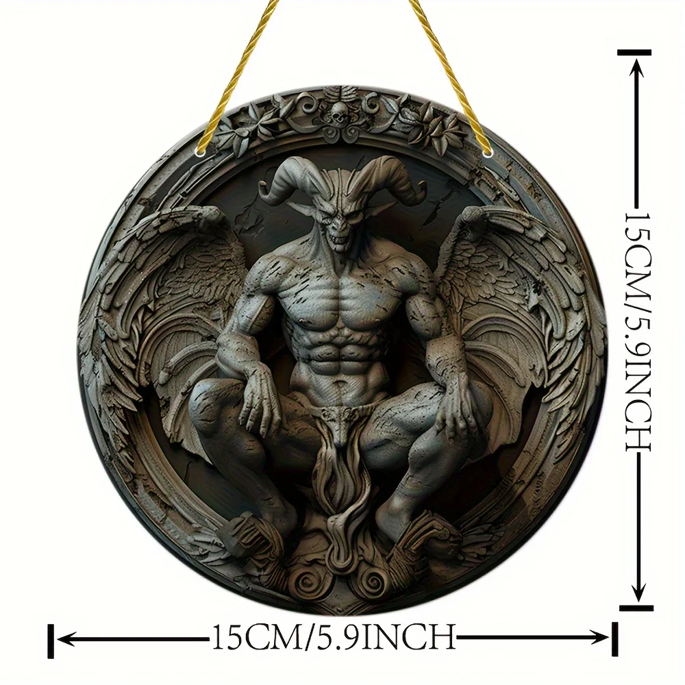 Gargoyle Suncatcher-Round Acrylic Wall Art, Stained Glass-Style Window Hanging,Home&Bedroom Decor,Ideal Gift For Family,Friends