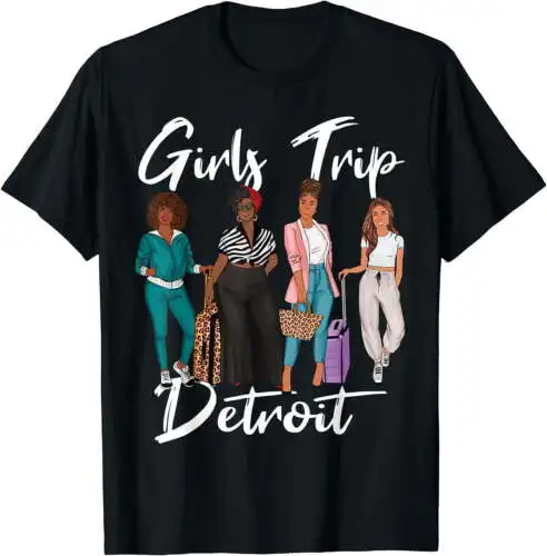 Girls Trip Detroit For Melanin Afro Black Vacation Women T-Shirt