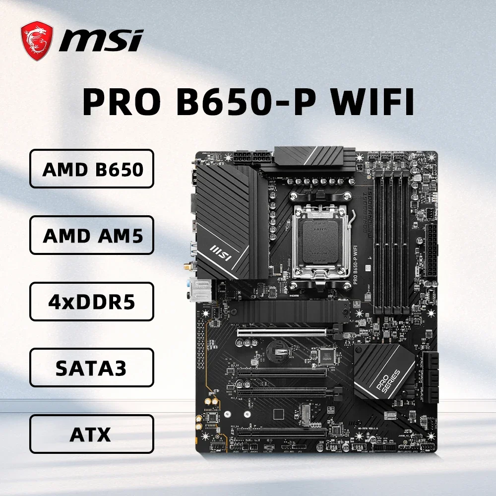 B650 Motherboard MSI PRO B650-P WIFI for Ryzen 7 7800x3d 7700x 7800x 7950x3d CPU AM5 Motherboard for R5 7600 DDR5 ATX.