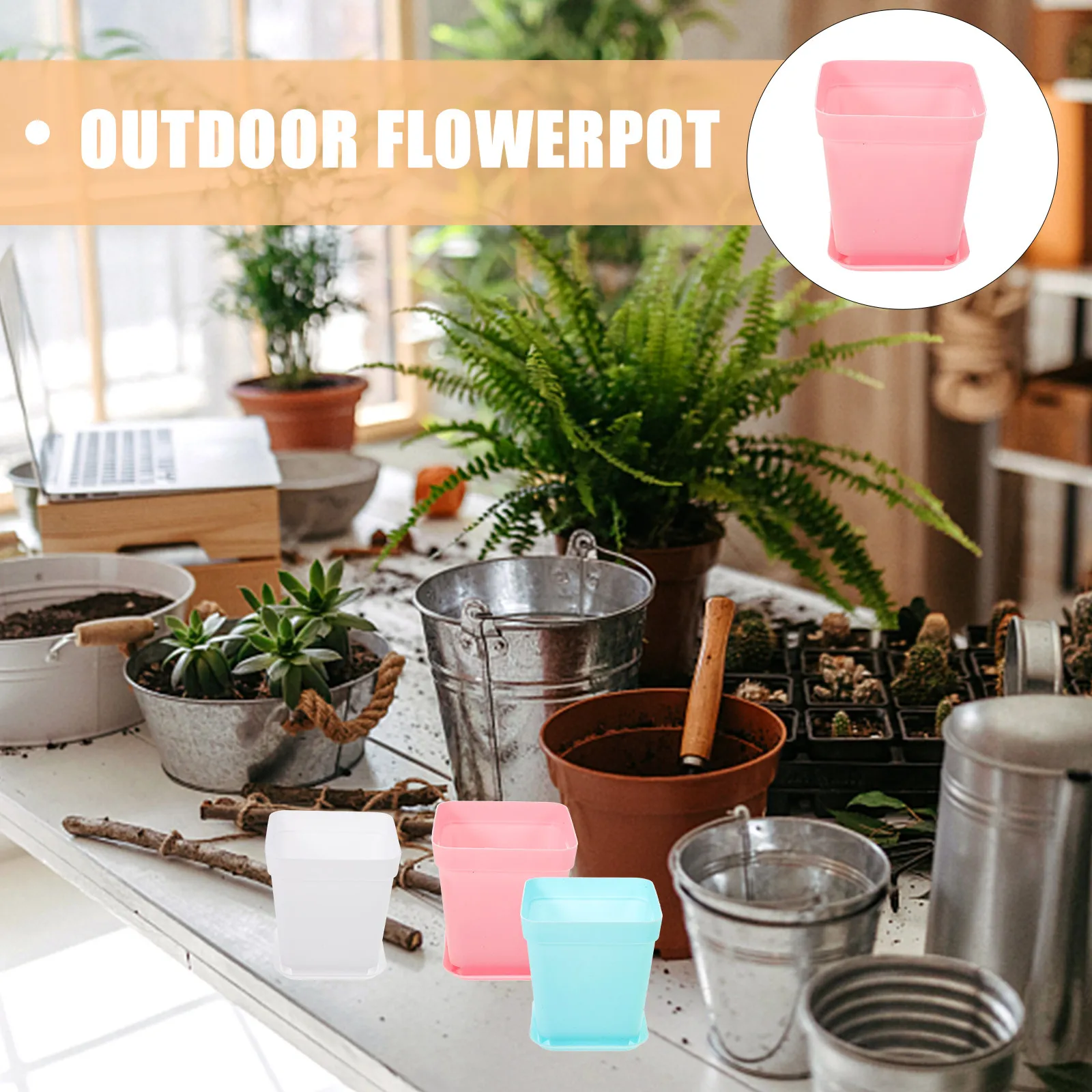 

Набор из 60 пластиковых горшков для рассады, разноцветные, с дренажными поддонами, для сада, балкона, офиса