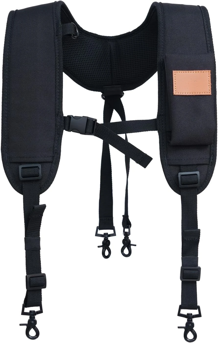 Essential Tool Belt Set With Suspenders, Ideal for Framers, Carpenters and Contractors, Large Size, Black