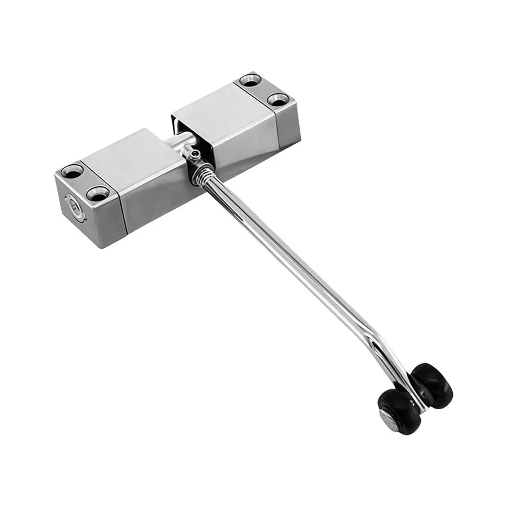 Indoor Automatic Door Closer with Adjustable Spring Mechanism Fits 20-40KG Doors Aluminum Alloy Body Silver Black