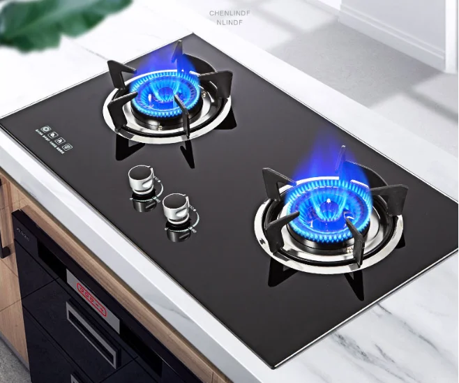 Explosion-Proof Gas Stove - Double Burner Toughened Glass Cooktop, Built-in Household Kitchen Stove with Safety Features