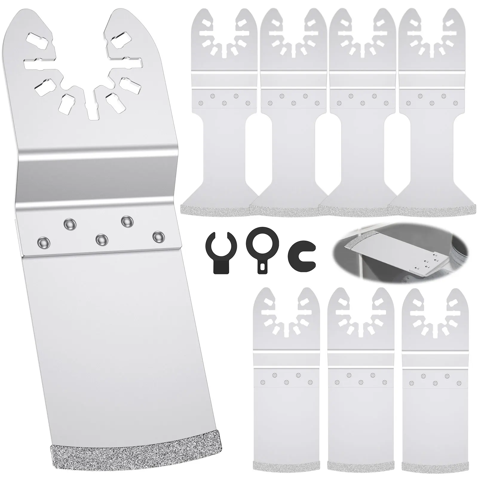 

8 шт. осциллирующие многофункциональные лезвия, прецизионные алмазные многофункциональные лезвия, набор лезвий для удаления затирки, ремонт ванной комнаты, пилы