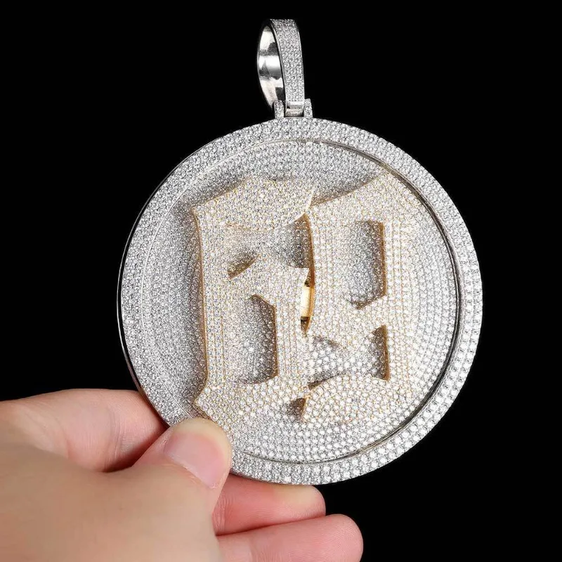 Massive Iced Out ”69“ Monogram Pendant | 925 Silver & Cubic Zirconia Old English Letter Necklace, Hip Hop Jewelry pendants
