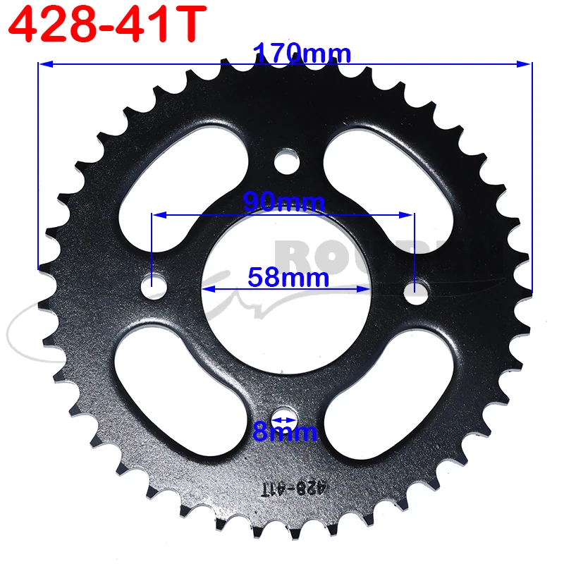 428 520 Chain 37 41 43 45T Teeth 58mm Rear Sprocket for 50cc 70cc 110cc 125cc Dirt Pit Bike  37T 41T ATV Go Kart Accessories - view 5