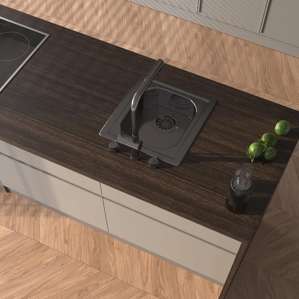 ورق جدران قابل للتقشير واللصق من الخشب الداكن، غطاء كونترتوب مقاوم للماء، 32 × 35.4 للمطبخ، حجم واسع من الخشب المقاوم للماء #6