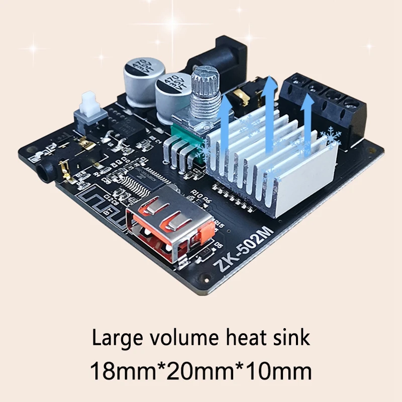 ZK-502M Mini Bluetooth 5.0 50W+50W Wireless Audio Power Digital Amplifier Board Stereo Amp AUX USB U Disk