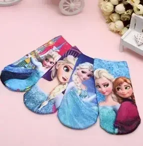 1Pair Disney Frozen Sock Cartoon Princess Anna Elsa Cute Pattern Cotton Socks for Baby Girls Cute Knitted Breathable Warmth Sock