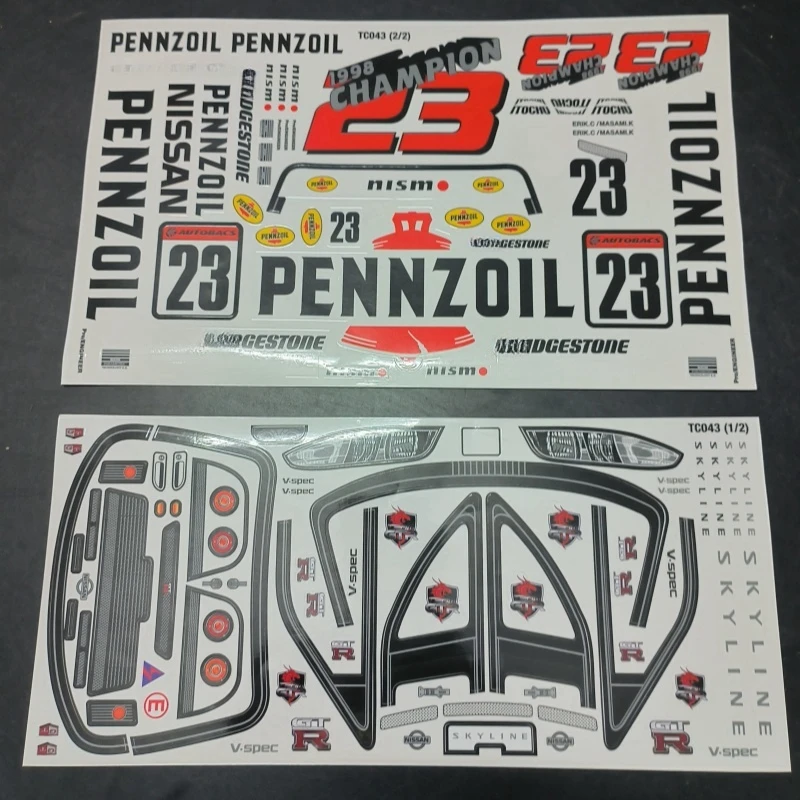 Pennzoil Decal Sheet fit to Scale 1 10 RC Nissann GTR R33 Clear lexan body