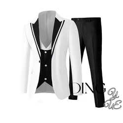 Esmoquin de 3 piezas para hombre, traje ajustado Formal de boda, traje de cena de graduación, Blazer de un botón, chaqueta, chaleco, pantalón, terno completo