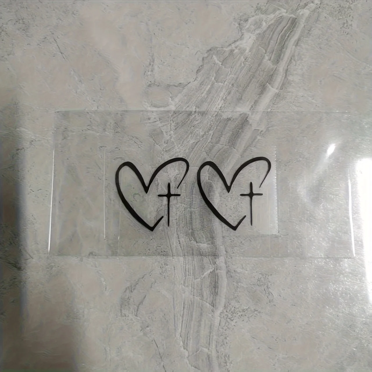 

1 Pair of Heart Cross Stitch Vinyl Car Stickers