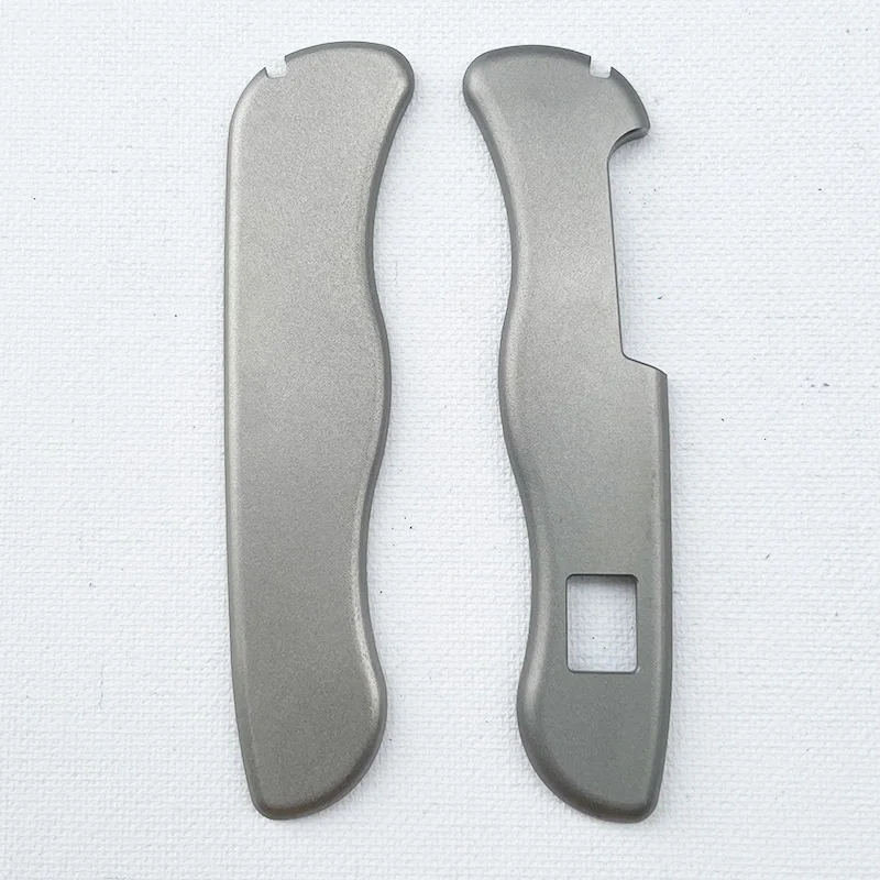 1Pair Titanium Alloy Handle Scales With Square Holes for 111MM Swiss Knife Patch with Slots for Toothpick Tweezers Accessories