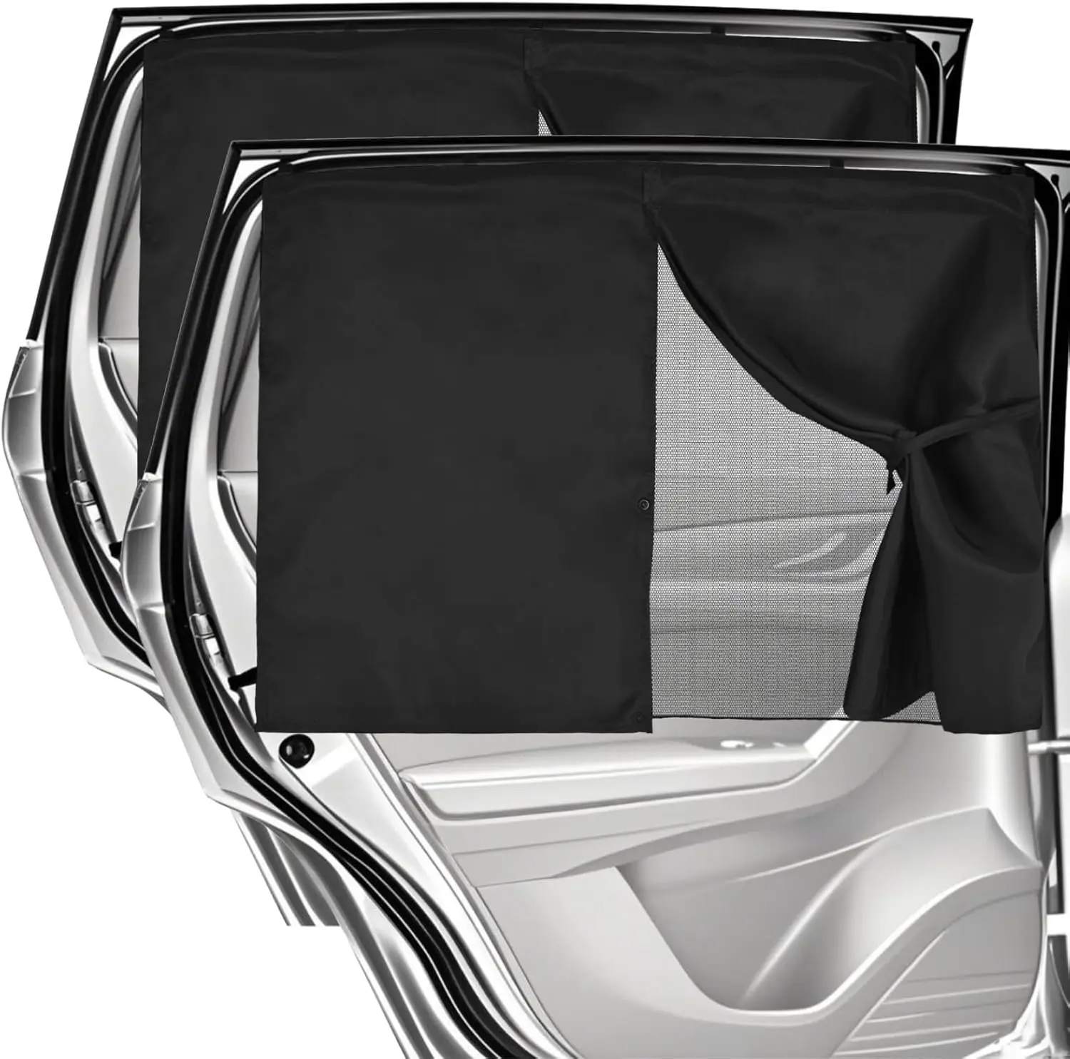 

Car Window Shades, 2 Pack Magnetic Double Layer Car Sun Shade Side Window, Adjustable Privacy Blackout/See-Through Window Curtai