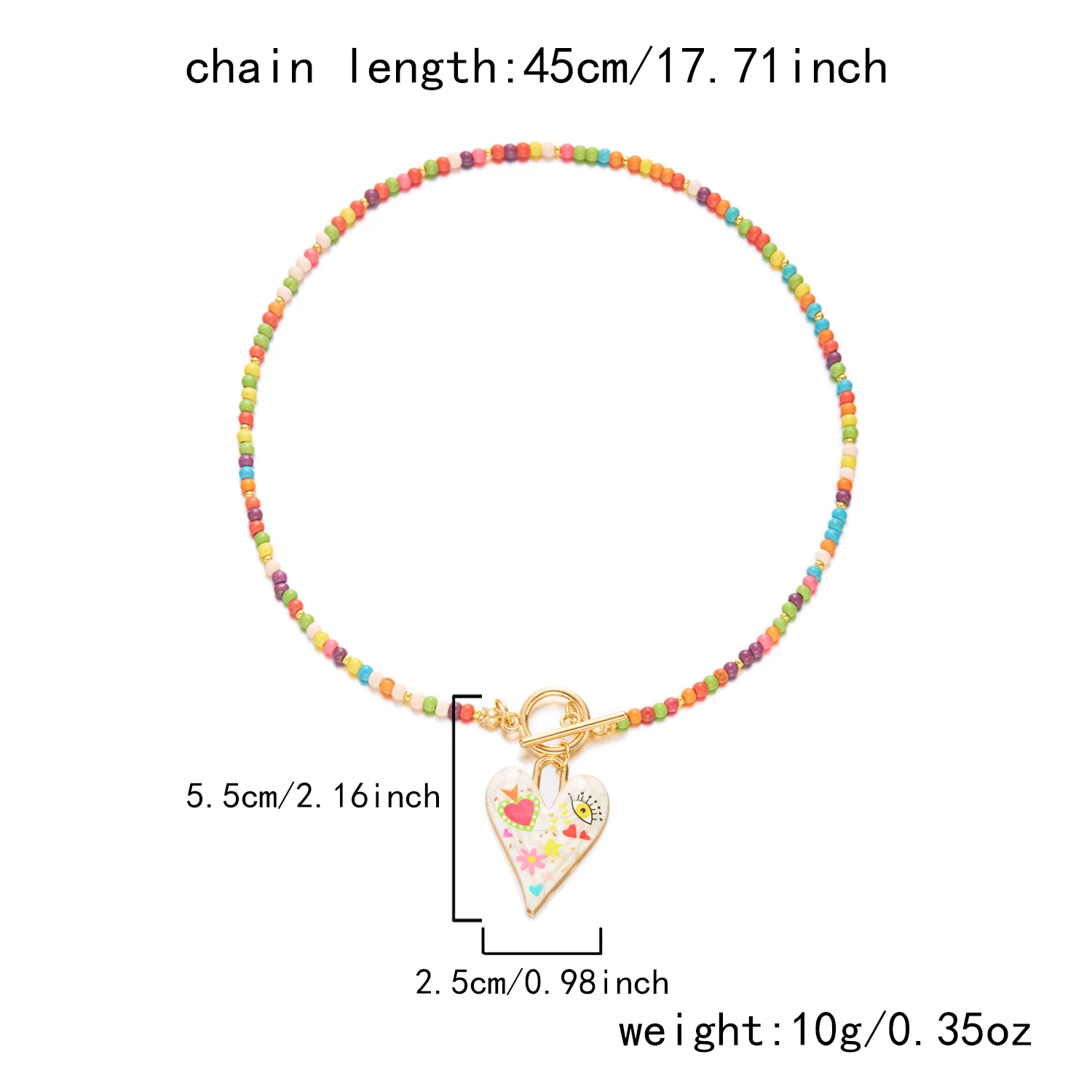 Zierliche bunte Natursteinperlen OT Schnalle Halskette für Frauen Einzigartige Herz Blume Evil Eye Zirkon Kette Party Schmuck Geschenk – Detail 3