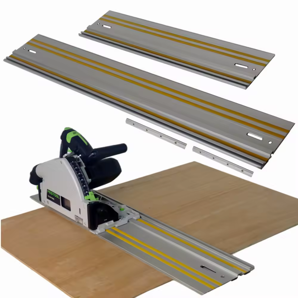 Направляющая для дисковой пилы Makita или Festool длиной 1400 мм (55 дюймов) обеспечивает повторяемость пропилов, а также оптимизированные косые и прямые пропилы.