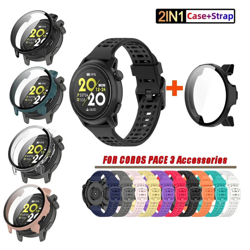 

[Protective Case+Watch Strap] Suitable for COROS PACE 3 , Spare Strap, Silicone Strap ,Screen Protector