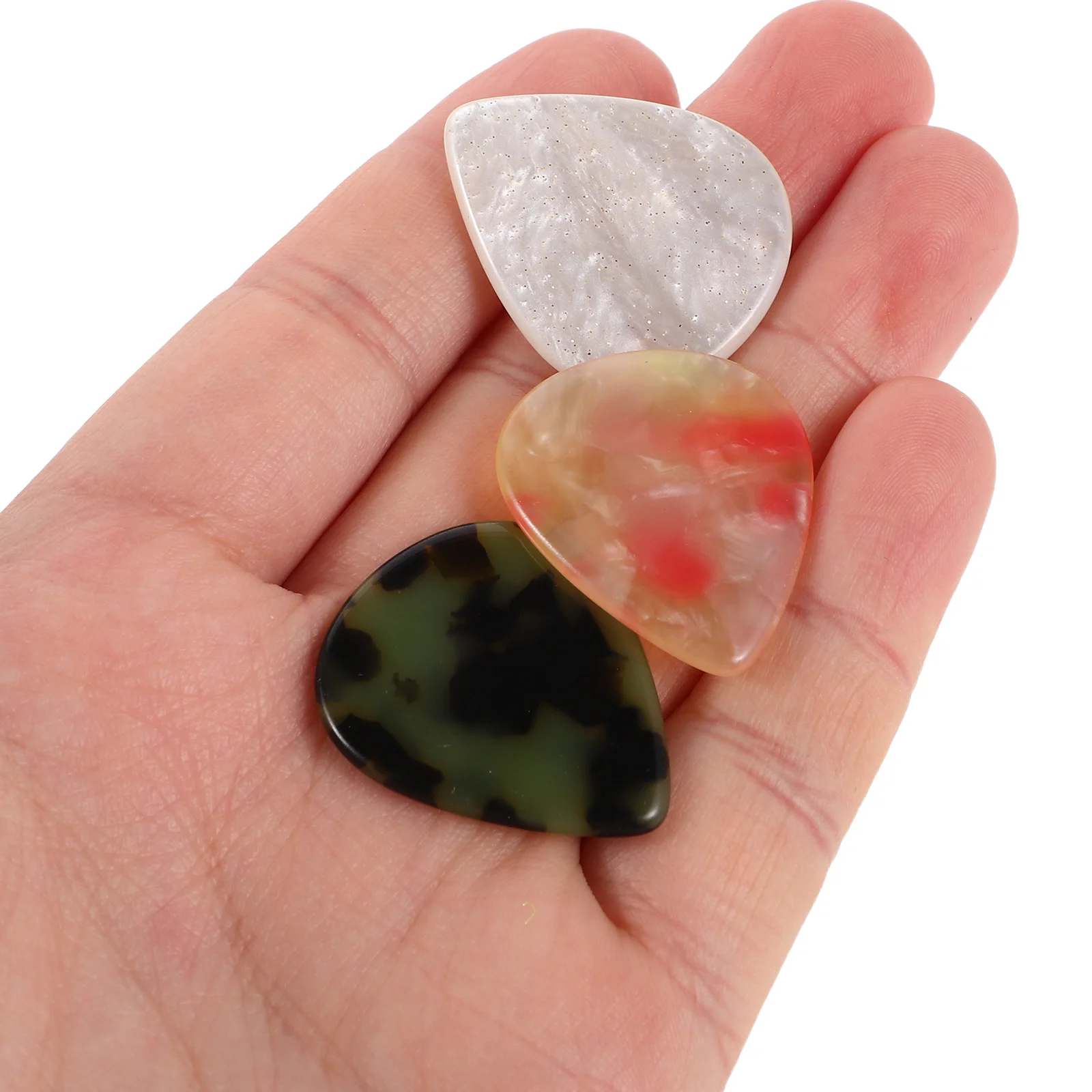 

6pcs Resin Guitar Picks Vibrant Color Assorted Thickness For Electric Acoustic Bass Guitars Smooth Lightweight Durable Plectrums