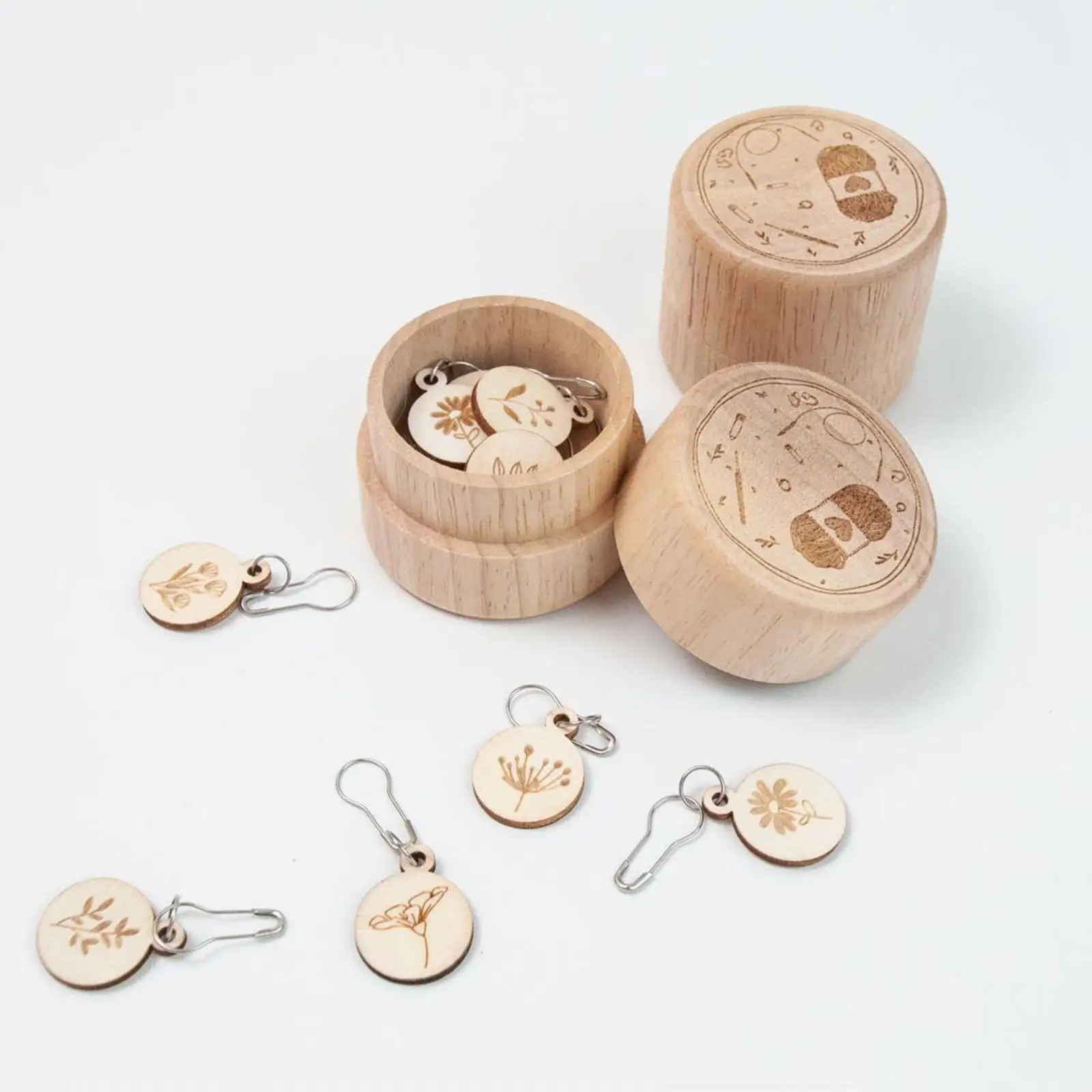 Wooden Crochet Knitting Markers Storage Case Carved Storage Case Rings Holder Jewelry Box Organizer for Bracelets Earrings Watch