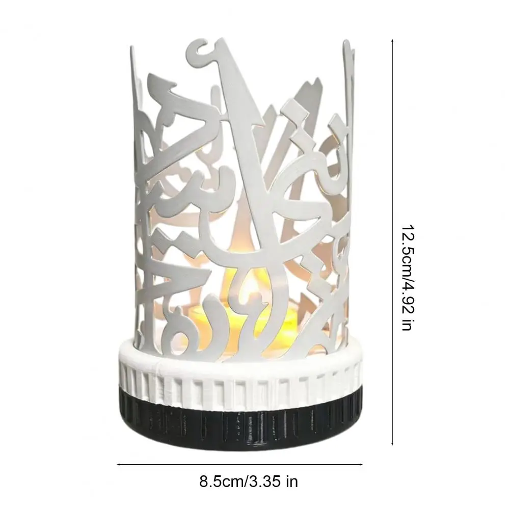 Iron Art Candle Holder Ramadan Candle Holder Black Iron Tealight Lantern Style Engraving Decor Eid Home Table Mantel for Ramadan