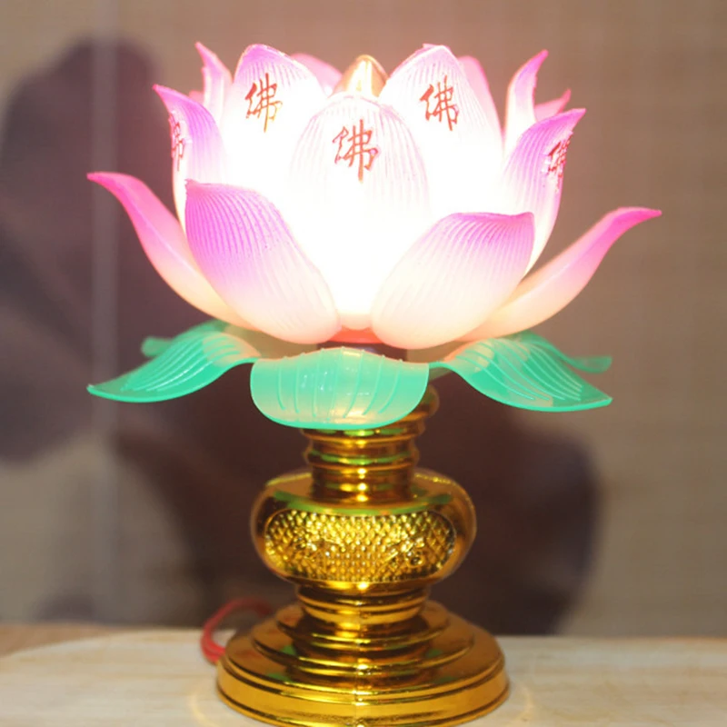 Buddhism Lotus Lamp Exquisite Veilleuse Solemn Buddhist Ceremony Worship Buddha Lamp Buddhist Temple Decoration