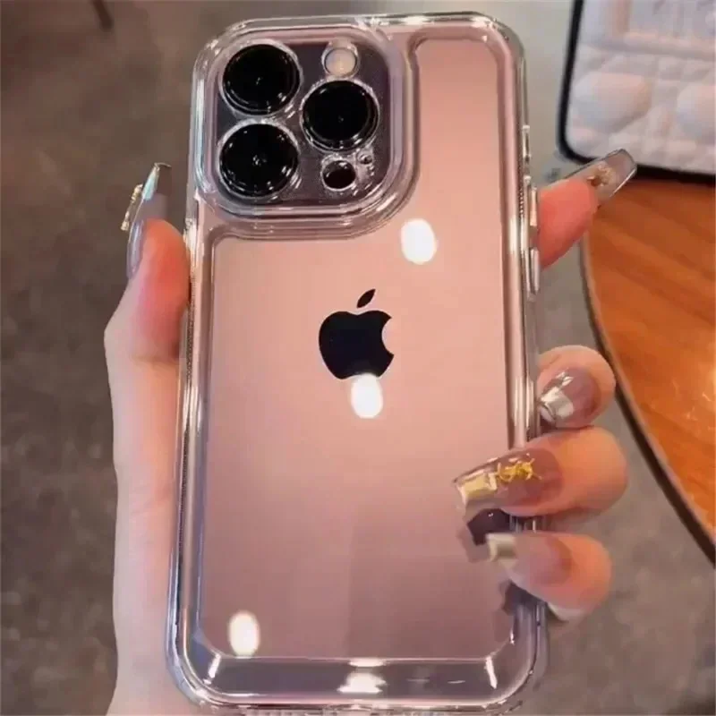 Luxury Silicone Transparent Shockproof Armo Case For iPhone 15 16 14 13 12 11 Pro Max Plus XR XS X Phone Clear Protection Cover