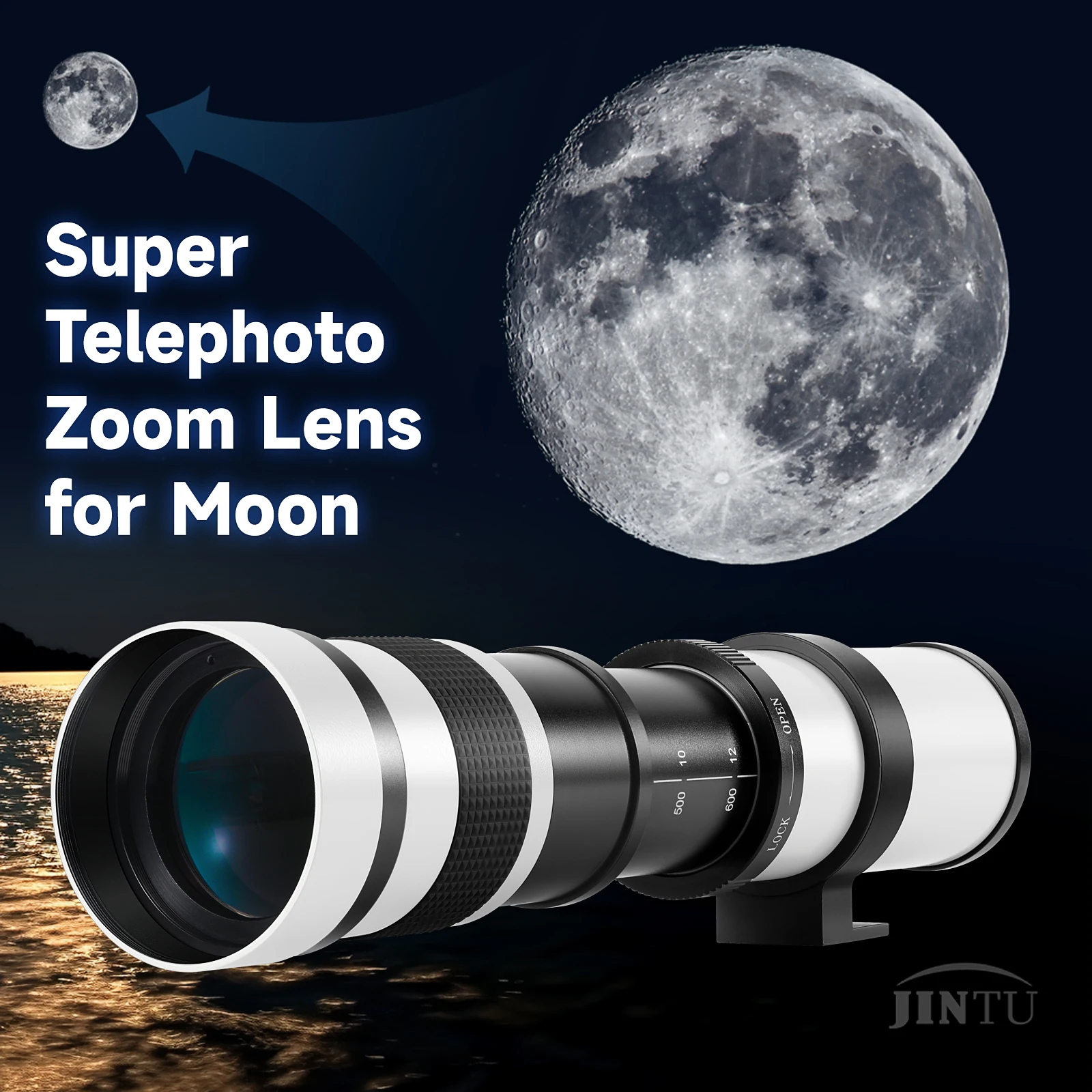 JINTU 420-800mm f/8.3-16 Telephoto Zoom Lens Manual Focus with Adapter for CANON EF/EF-S Mount Full Frame SLR Digital Cameras