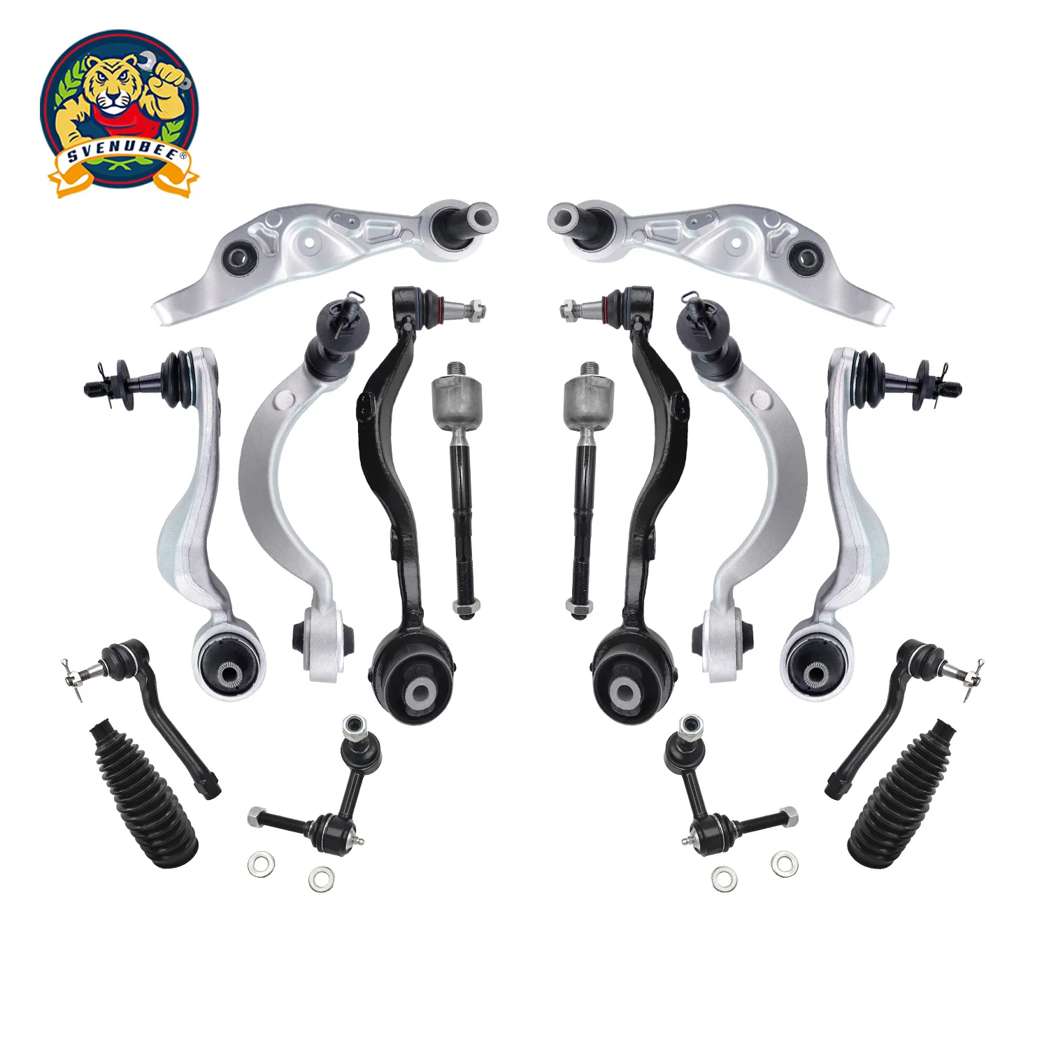 Svenubee 16Pcs Front Upper/Lower Control Arm Sway Bar & Tie Rod Kit for Lexus LS460 RWD 2007-2017 Suspension Replacement
