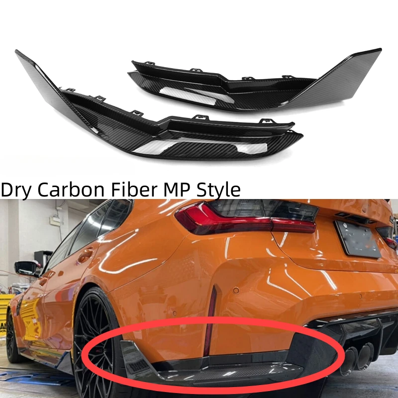 For BMW G80 M3 G82 M4 Dry Carbon Fibre MP Style Car Rear Bumper Canard Splitters Diffuser Lip Flaps Protector Corner Wcrapping