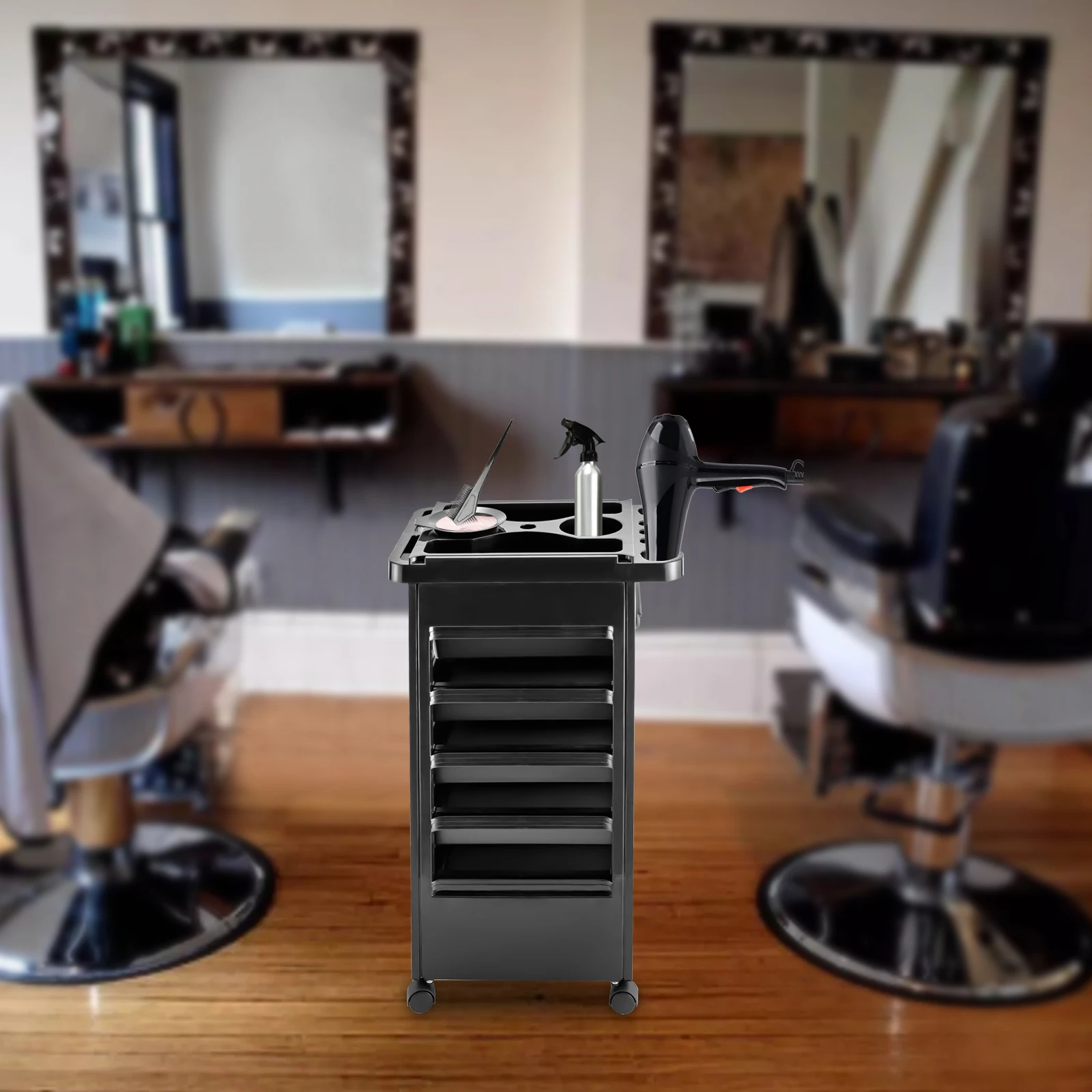 

Hair Styling Salon Trolley Cart with Wheels and 5 Drawers Salon Rolling Cart for Hair Stylist Hairdresser Beauty Tattoo